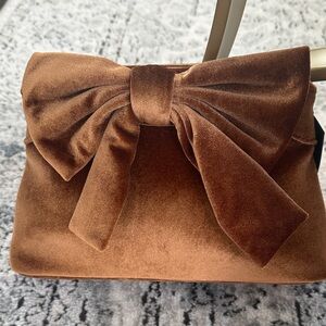 House of Harlow 1960 Rich Brown Velvet Bow Clutch